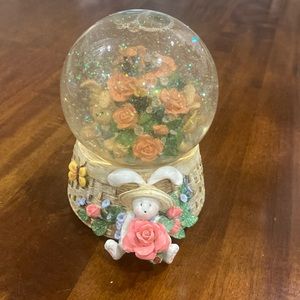 Spring Easter Bunny  Rabbit Musical glitter Snow Globe Make someone happy tune